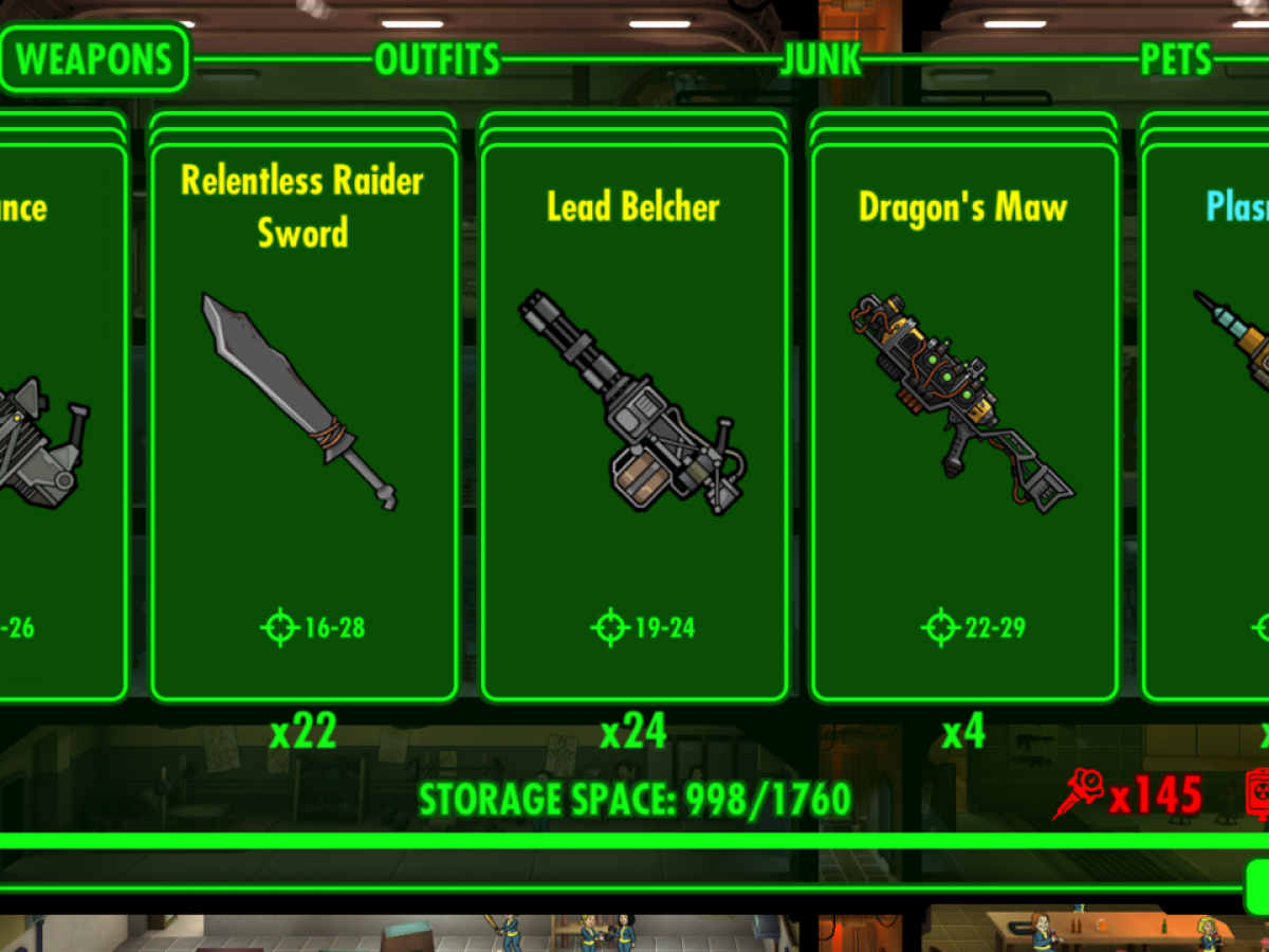 Legendary weapons fallout shelter